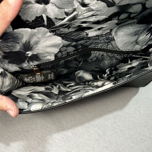 Ted Baker Clutch in Black with Rose Gold Bow, Lined in Black and White Floral - Picture 4 of 7